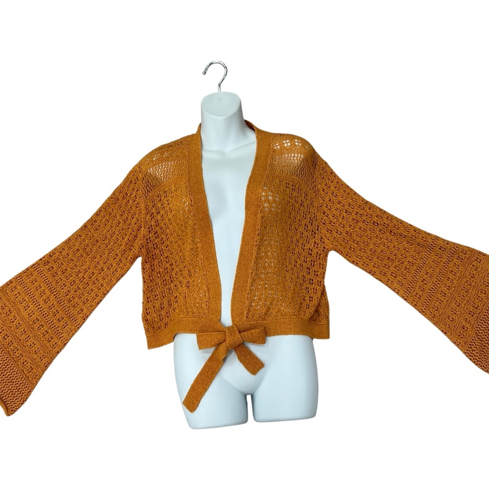 Band of Gypsies Mustard Yellow / Orange Cardigan Sweater Shrug Top Shirt Medium